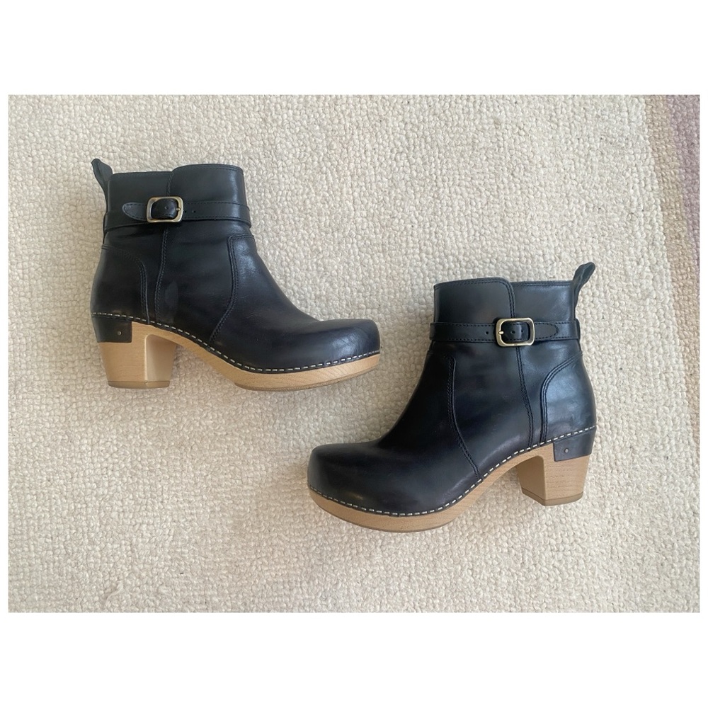 Dansko Anya Black Clog Ankle Boots